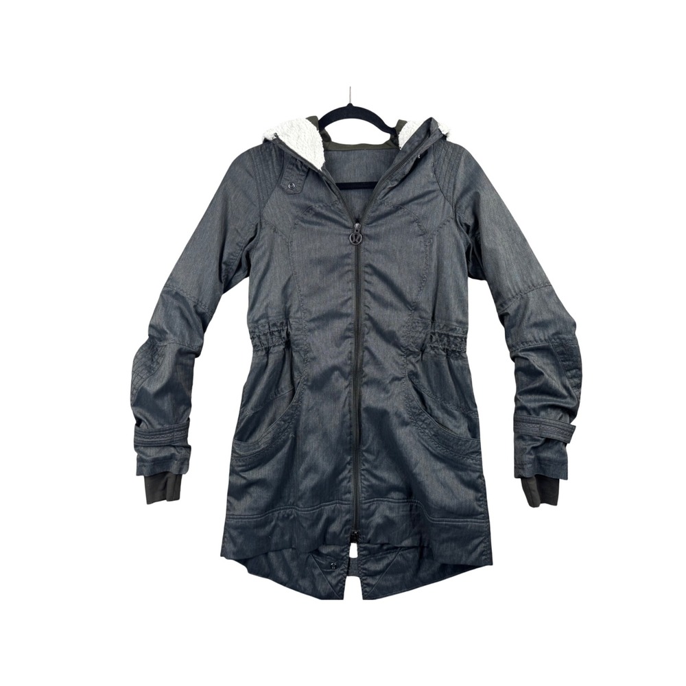 Lululemon Apres Run Anorak Hooded Parka Jacket Hood Thumbholes Sz 4
